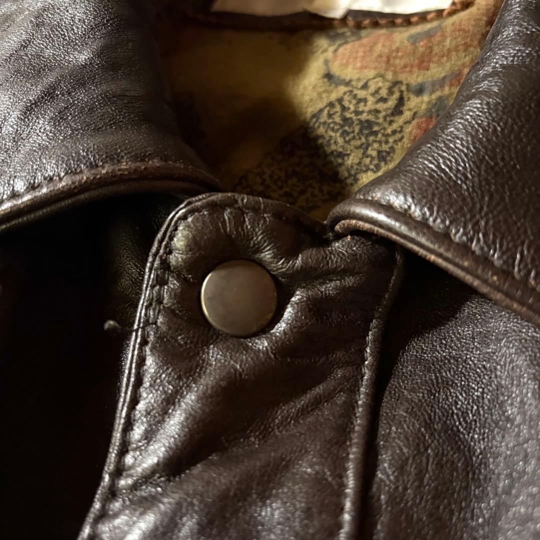 vintage A2フライトジャケット本革ラムレザージャケットダークブラウン L