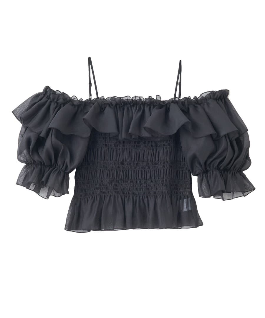 ココディール　シャーリングオフショルブラウス