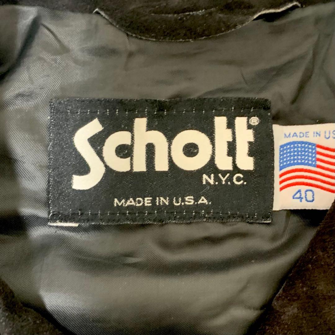 Schott ブラック スエードレザージャケット Leeタイプ サイズ40