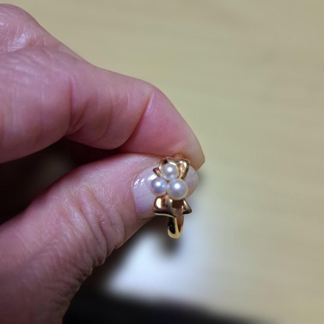 ゴールド リボン パールリング