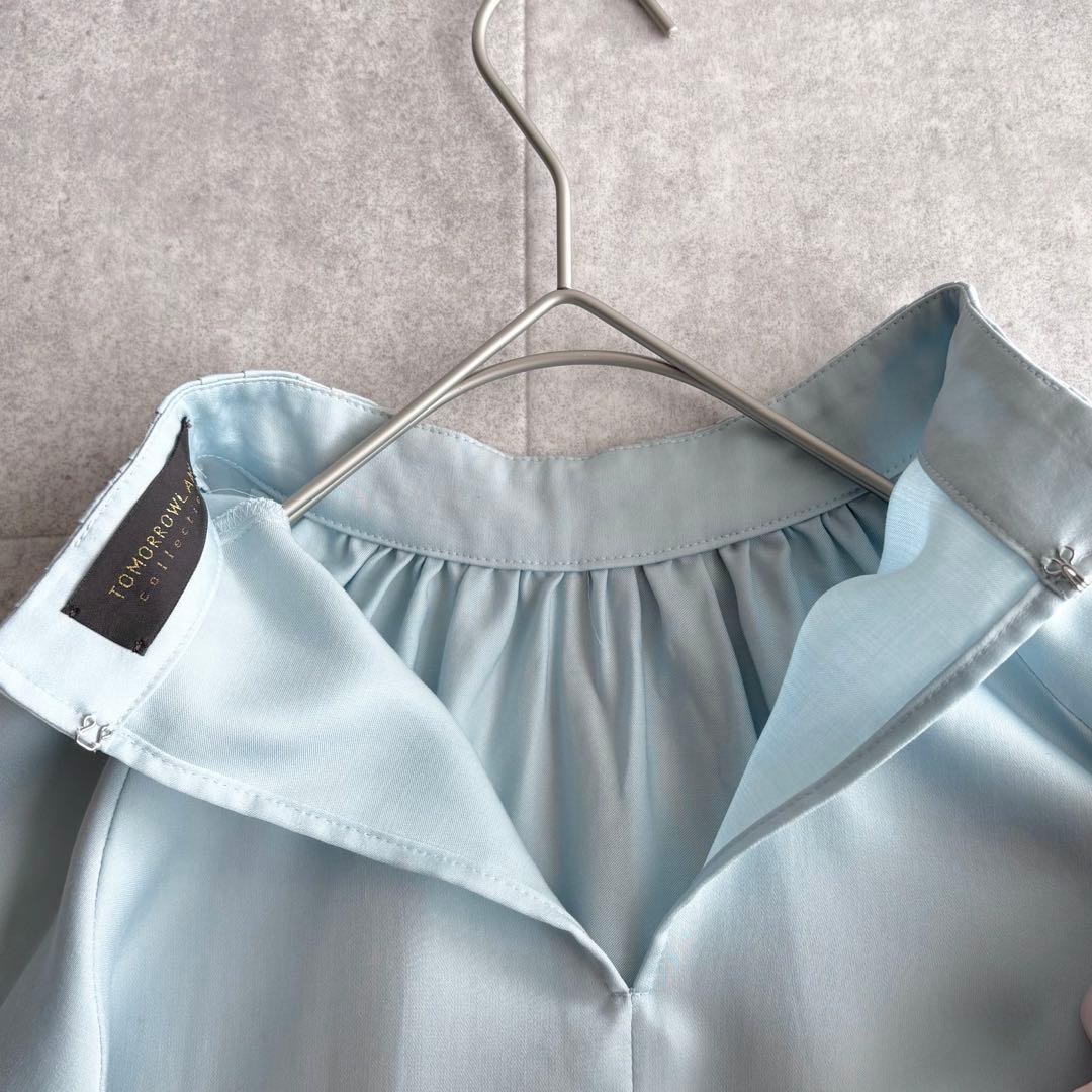 2024✨トゥモローランド ウォッシャブルサテン スタンドギャザーカラーブラウス