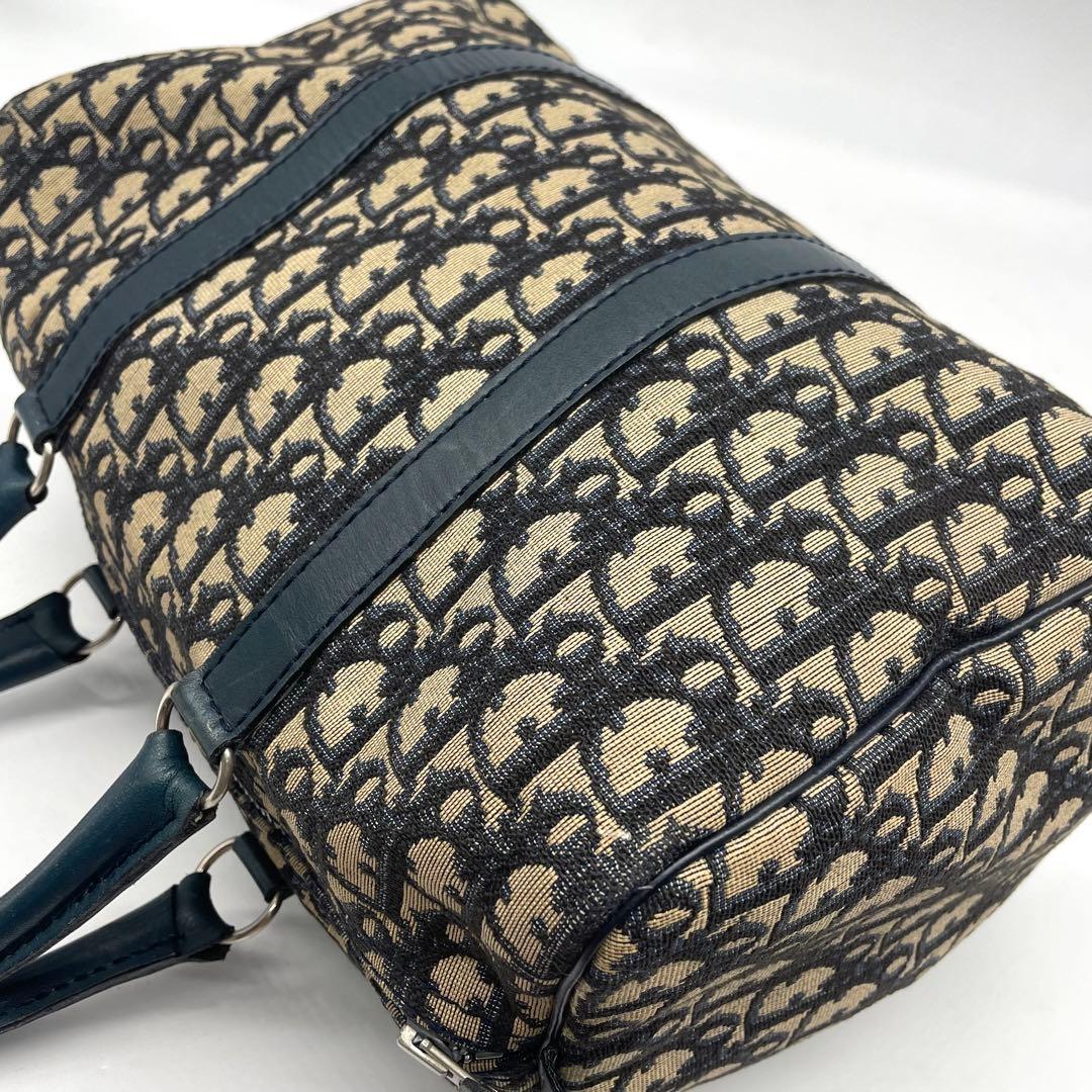 ディオール ミニボストンバッグ ハンド トロッター キャンバス レザー ネイビー