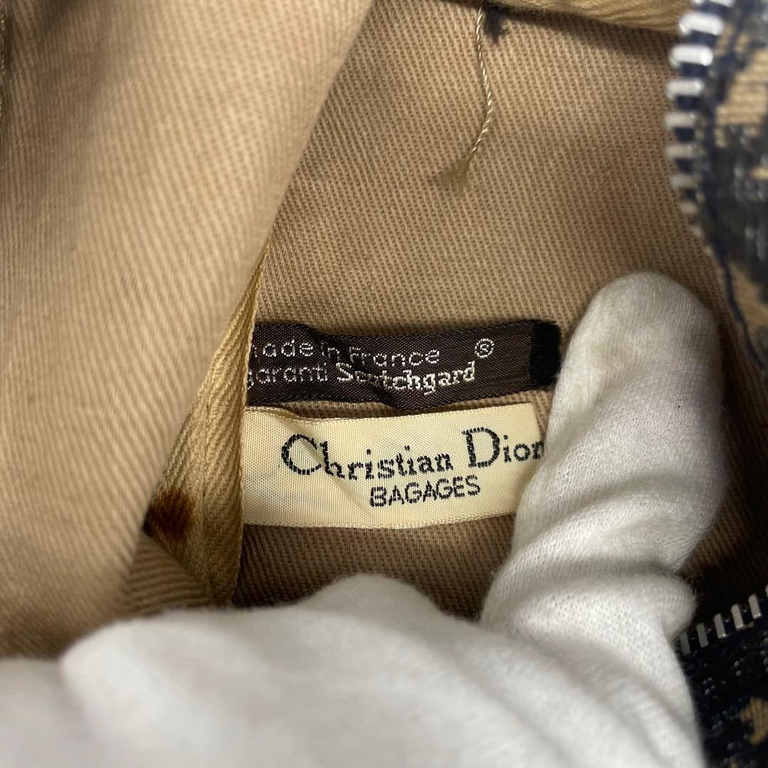 ディオール ミニボストンバッグ ハンド トロッター キャンバス レザー ネイビー