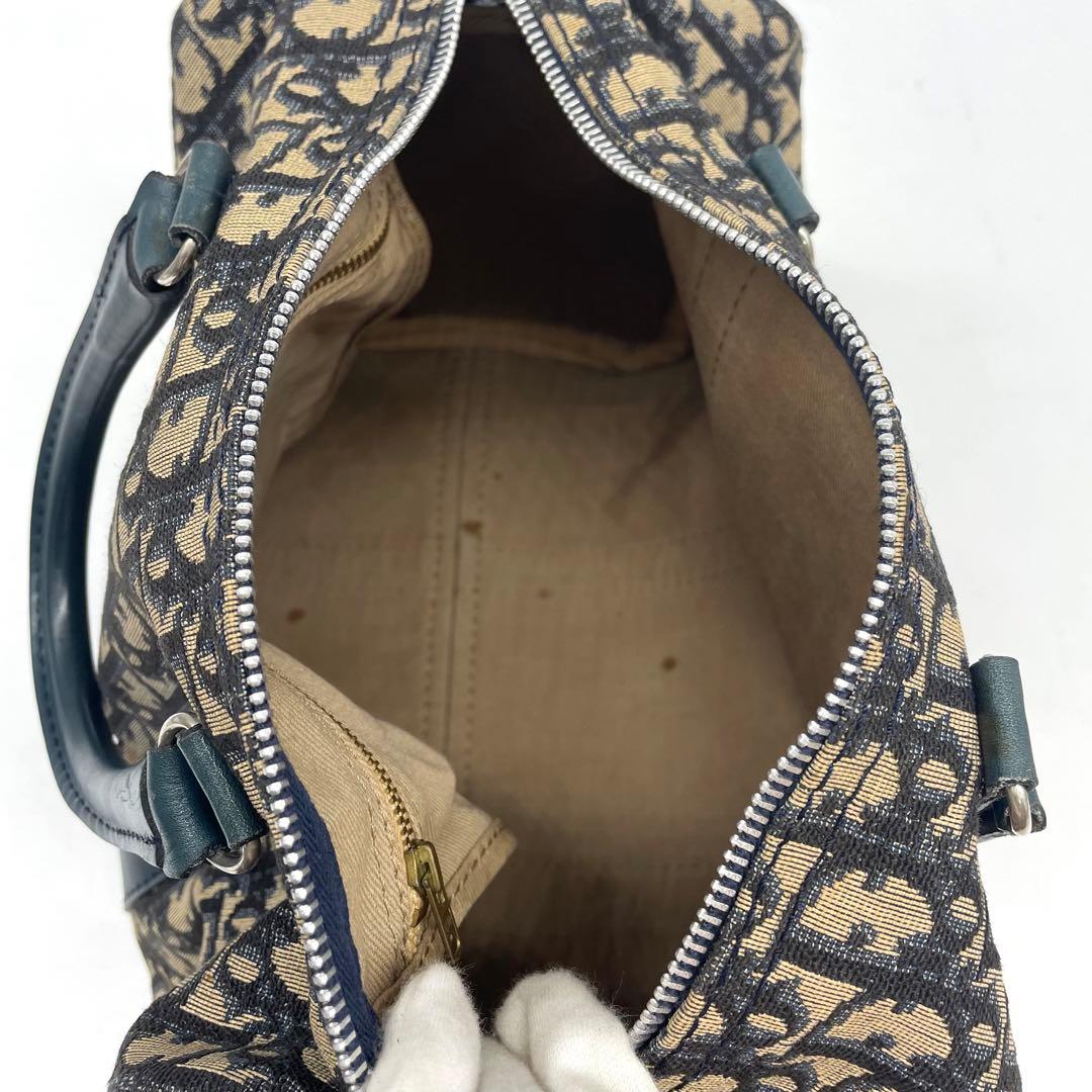 ディオール ミニボストンバッグ ハンド トロッター キャンバス レザー ネイビー