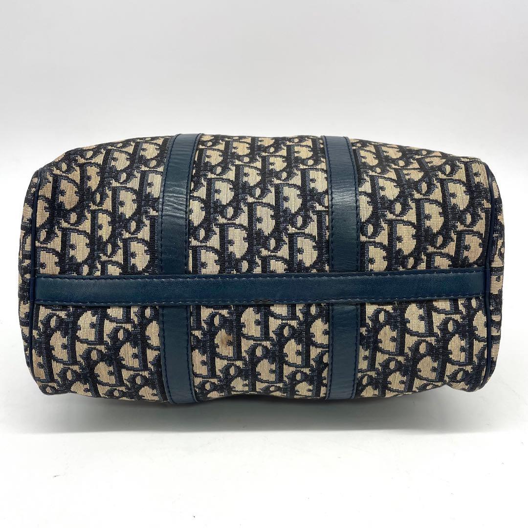 ディオール ミニボストンバッグ ハンド トロッター キャンバス レザー ネイビー