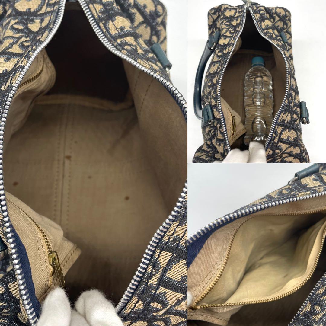 ディオール ミニボストンバッグ ハンド トロッター キャンバス レザー ネイビー