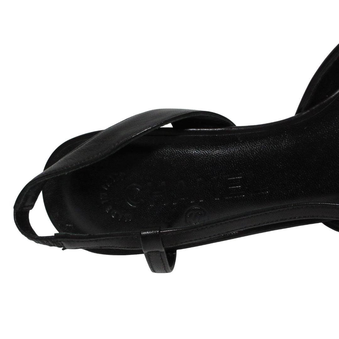 美品シャネル パンプス36ココマーク リボン スリングバック シューズ