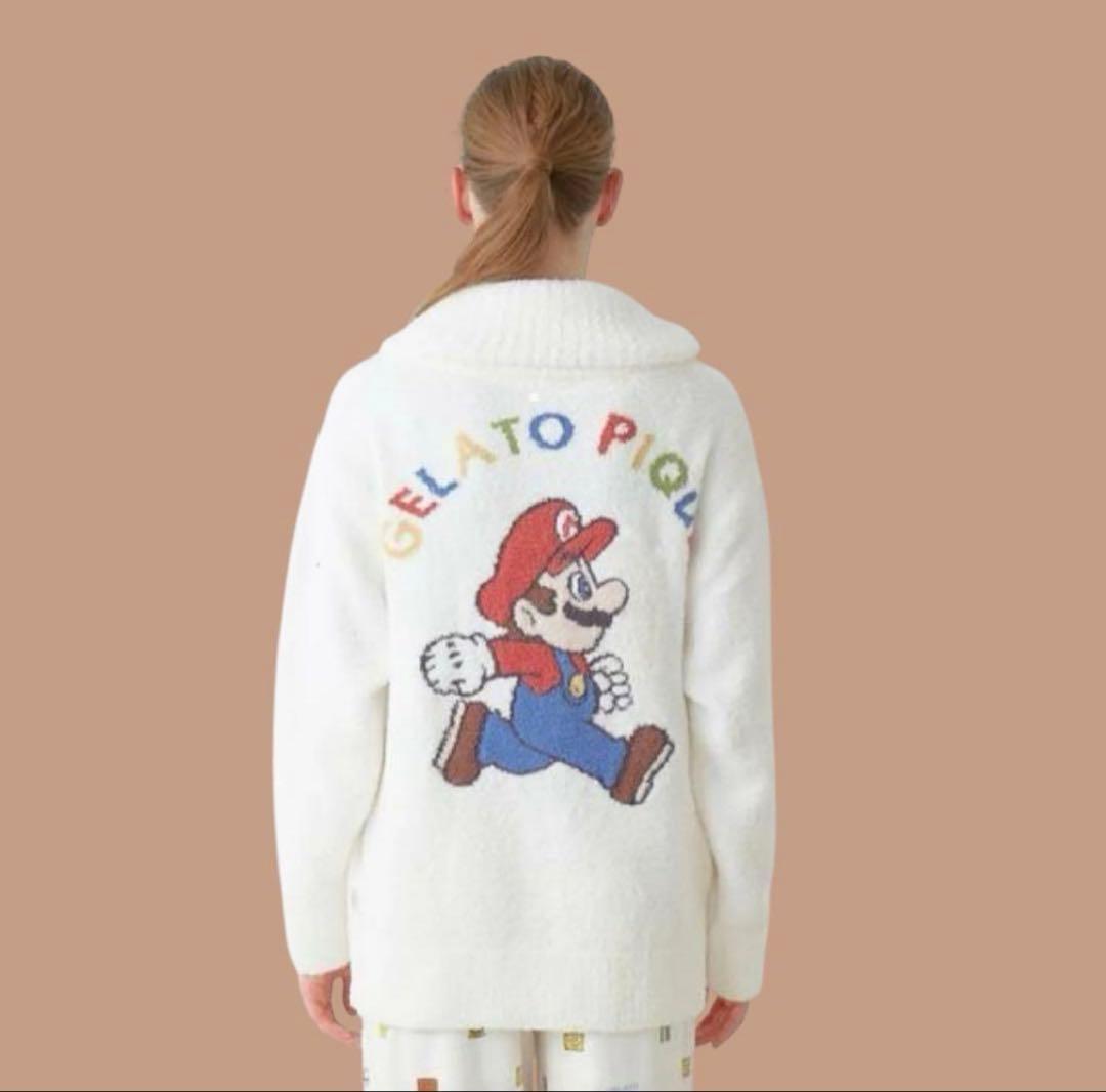 ジェラートピケ【スーパーマリオ】ベビモコジャガードショールカーディガン　S-M