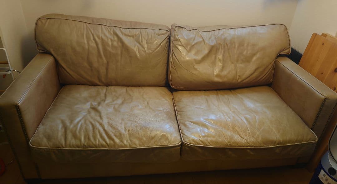 ☆11erik11☆HALO ベージュ レザー 2.5人掛けソファ