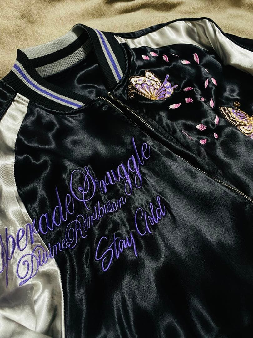 未使用 美品 DIVINE ２面用 レーヨン ちび 桜 日本限定 スカジャン