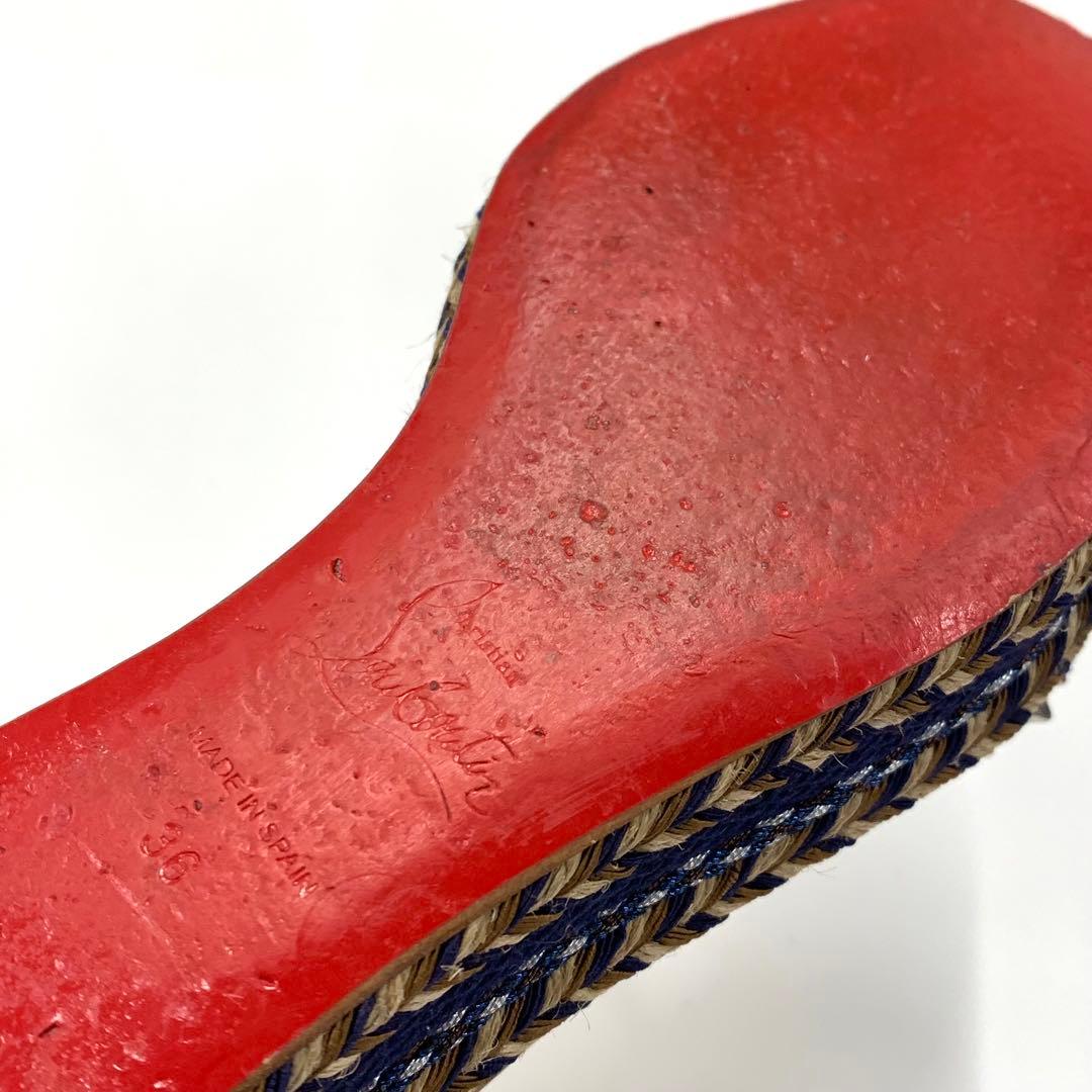 クリスチャンルブタン マドモニカ スパイク デニム サンダル ブラウン系