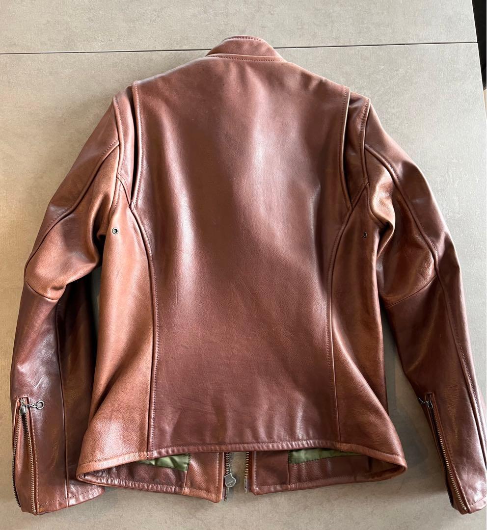 (美品) AVIREX 牛革 シングル ライダース ジャケット 裏地プリント M