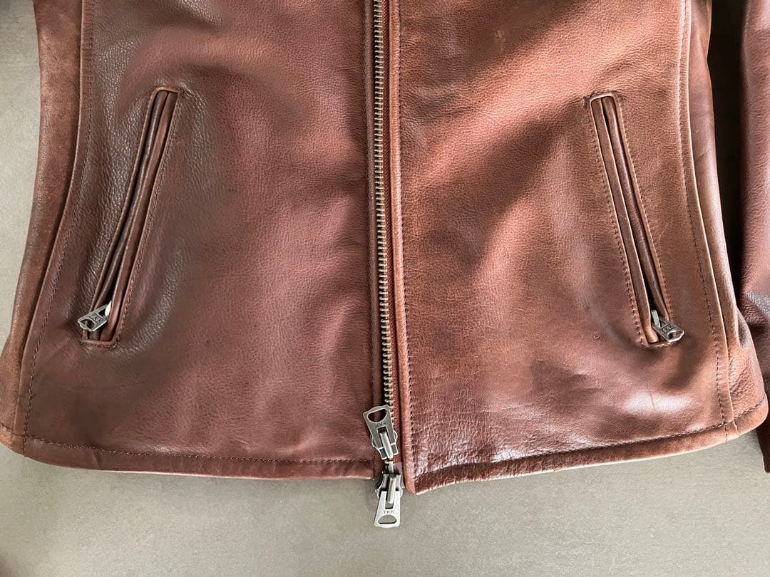 (美品) AVIREX 牛革 シングル ライダース ジャケット 裏地プリント M