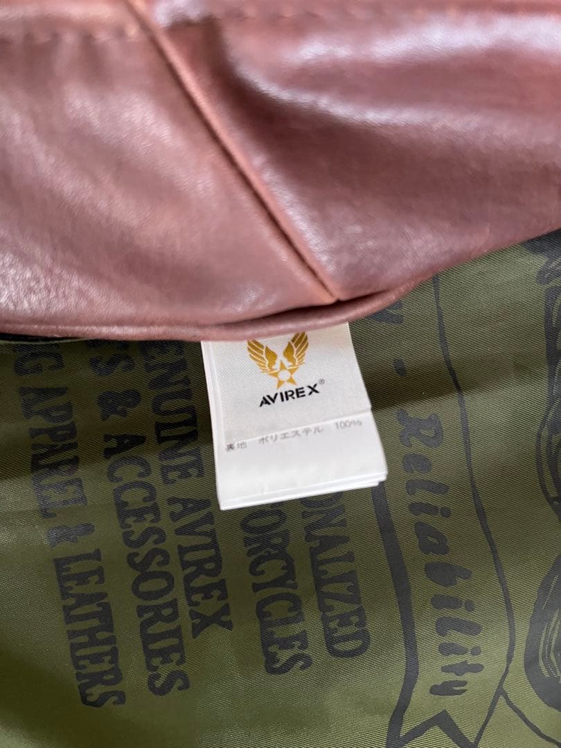 (美品) AVIREX 牛革 シングル ライダース ジャケット 裏地プリント M