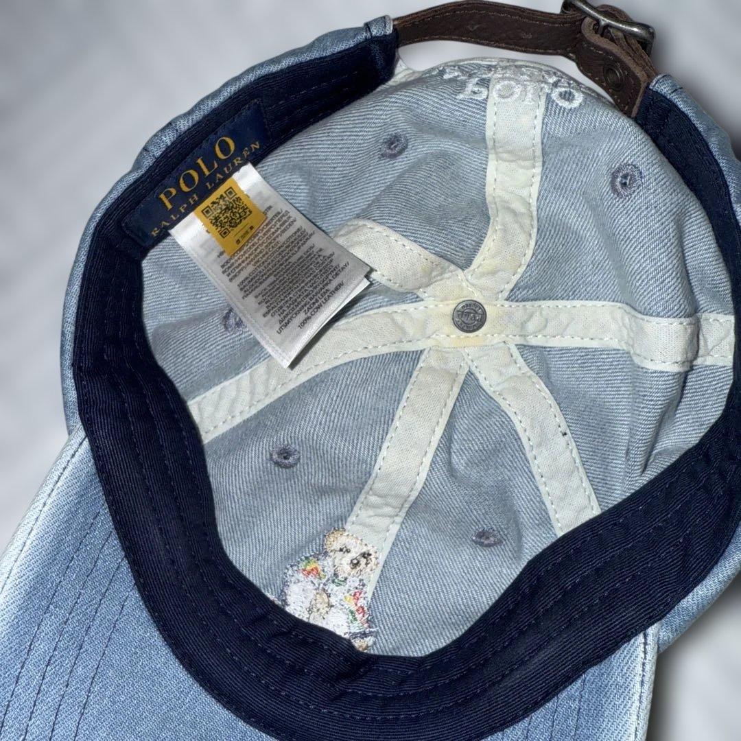 POLO RALPH LAUREN デニム キャップ ポロベア 刺繍 牛革