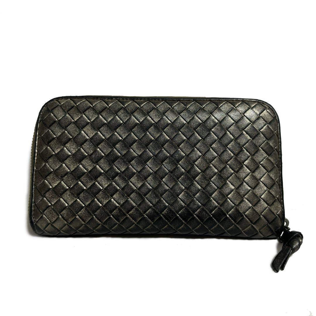 ボッテガヴェネタ　イントレチャート　ラウンドジップ　長財布　ブロンズ系