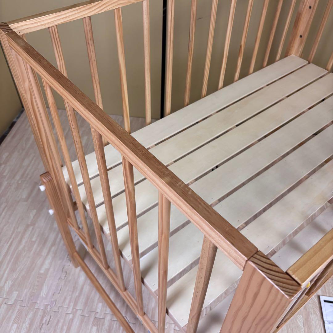 除菌清掃済　☆美品☆　大和屋　キホン　ベビーベッド　ナチュラル　すのこ床板
