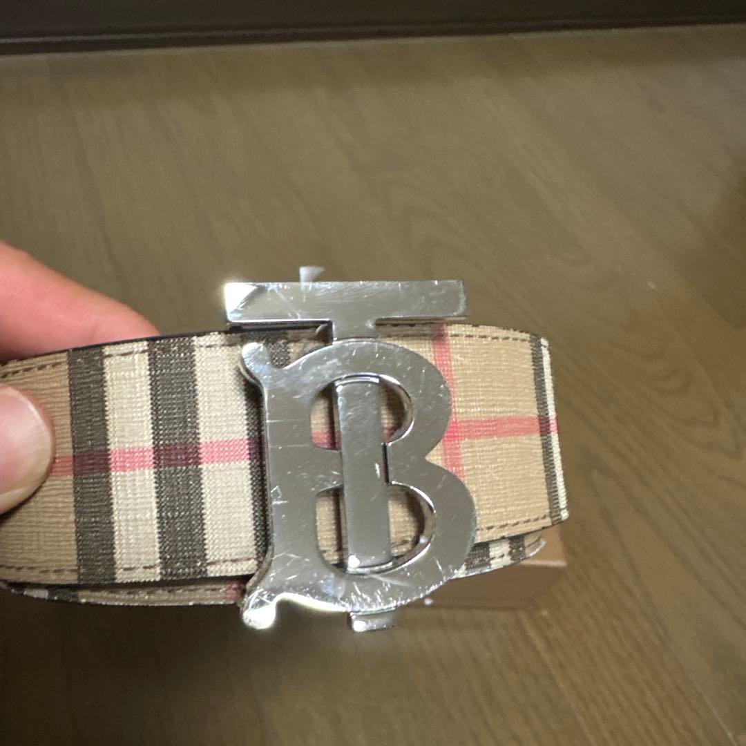 BURBERRY チェック柄 ベルト Bロゴ リバーシブル