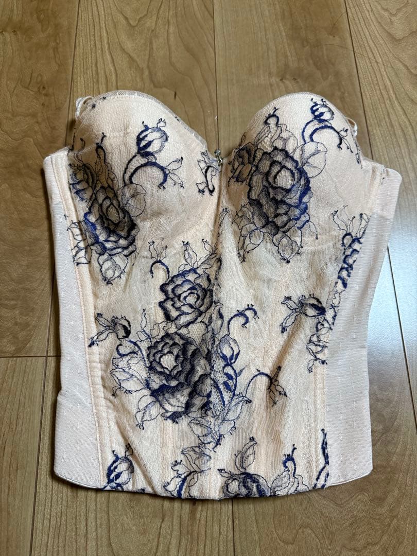 花柄刺繍 コルセット1/2カップロングブラジャー D70
