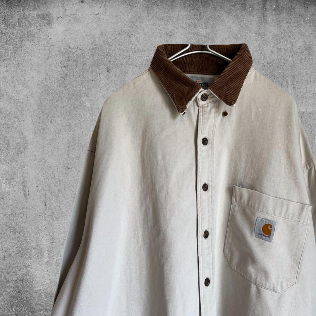 Carhartt ワークシャツ 襟 コーデュロイ シャツ カバーオール 古着