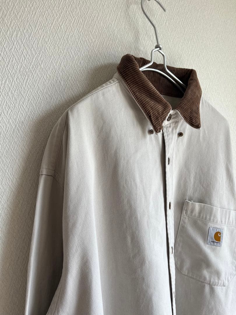Carhartt ワークシャツ 襟 コーデュロイ シャツ カバーオール 古着