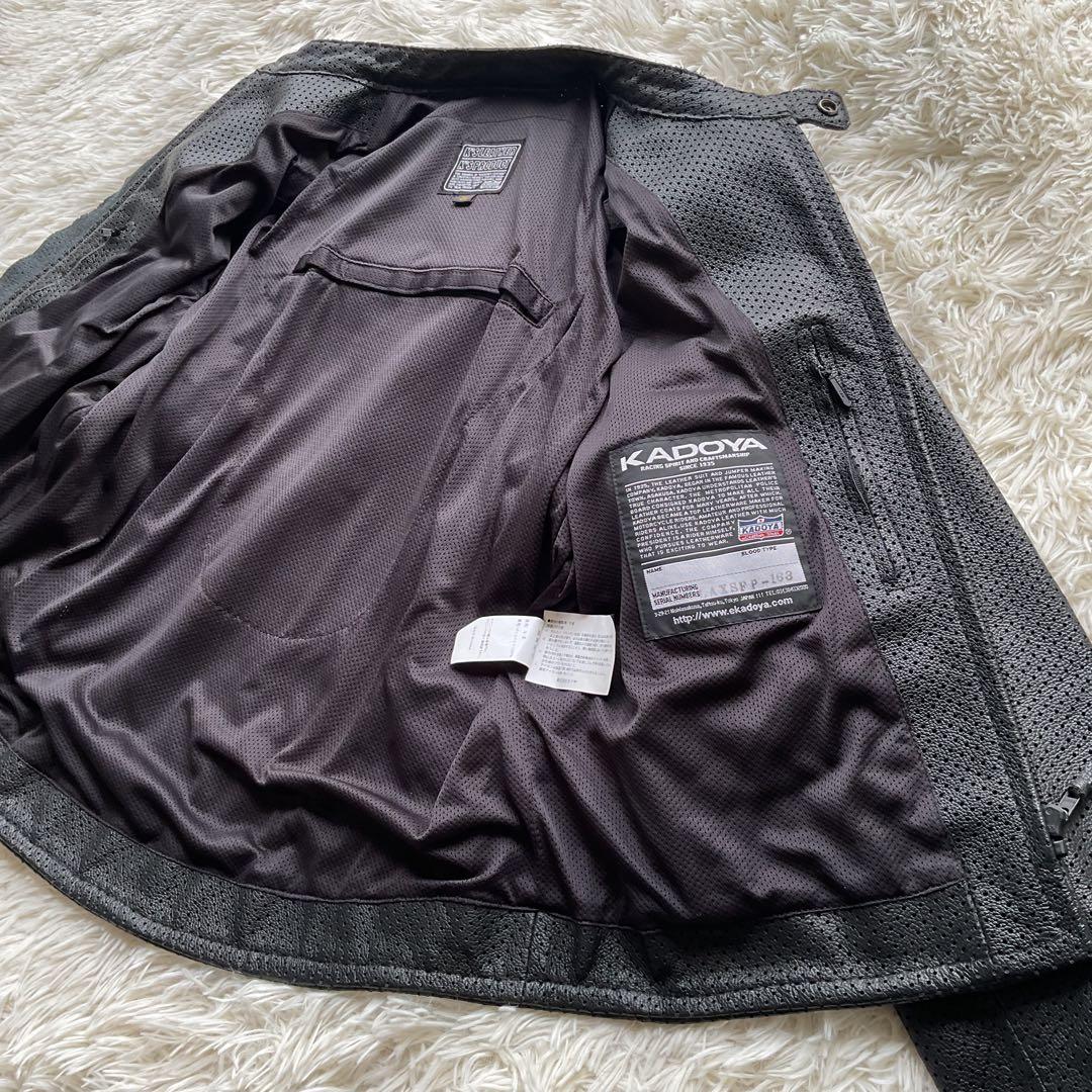 美品✨カドヤ　パンチング　レザージャケット　シングルライダース　3L ブラック