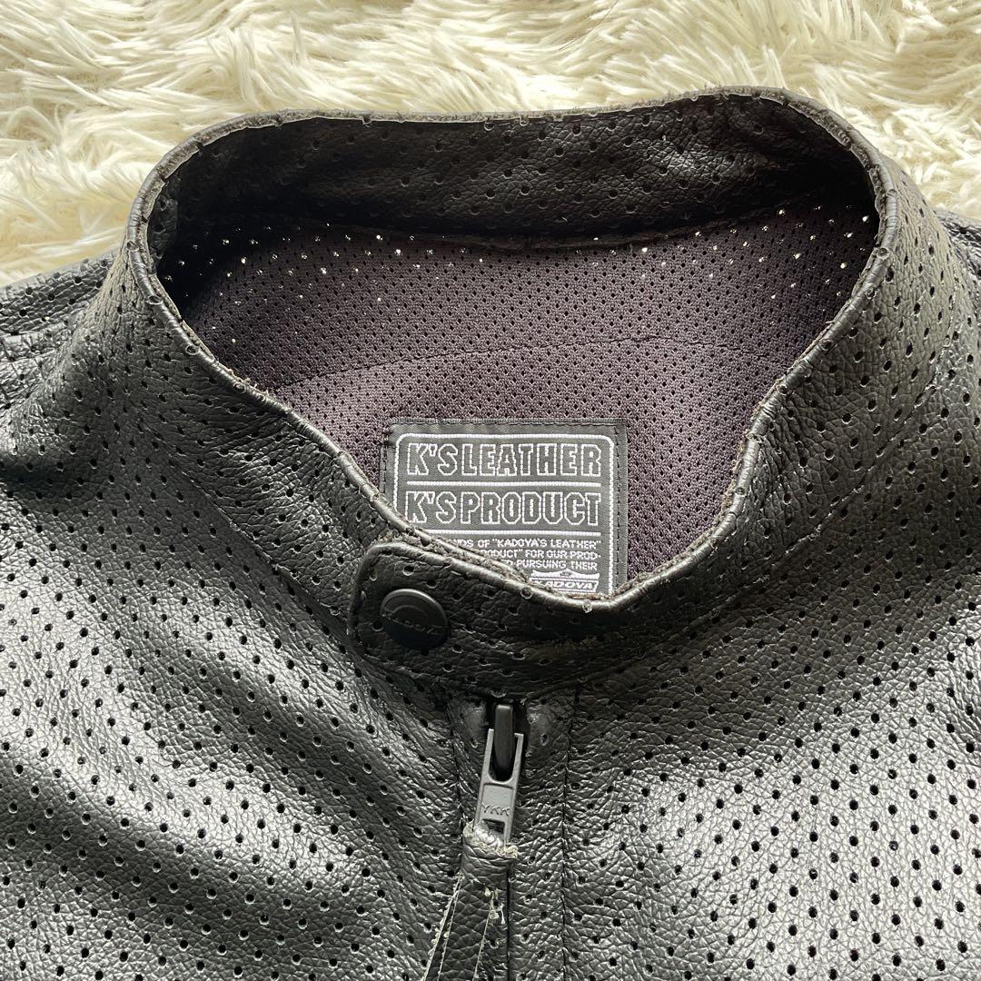 美品✨カドヤ　パンチング　レザージャケット　シングルライダース　3L ブラック