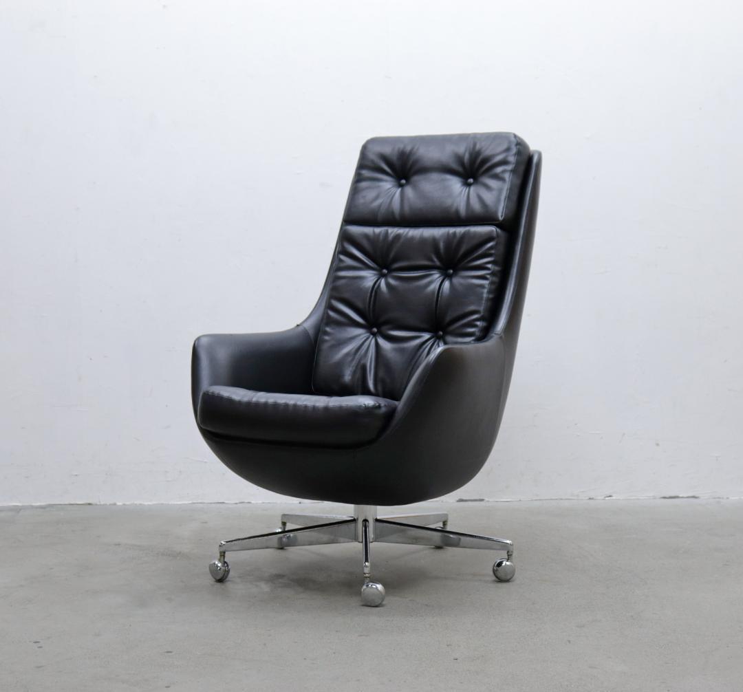 ヴィンテージ ハイバック キャスターチェア 合皮 オフィス 書斎 PC レトロ