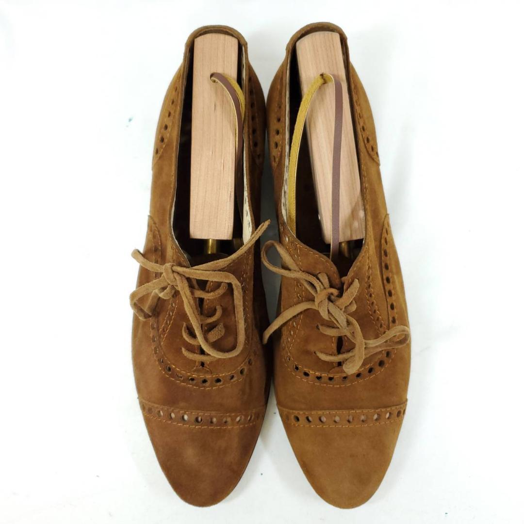ロエベ　ローファー　メダリオン　パンチング　レースアップ　ブラウン　37