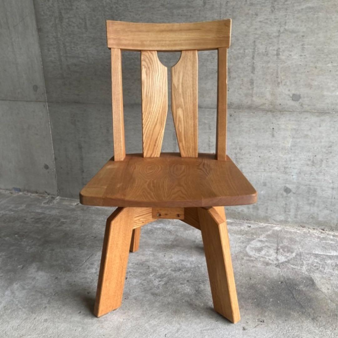 回転椅子 ダイニングチェア リビング 背もたれ 木製 タモ材 家具 レトロ