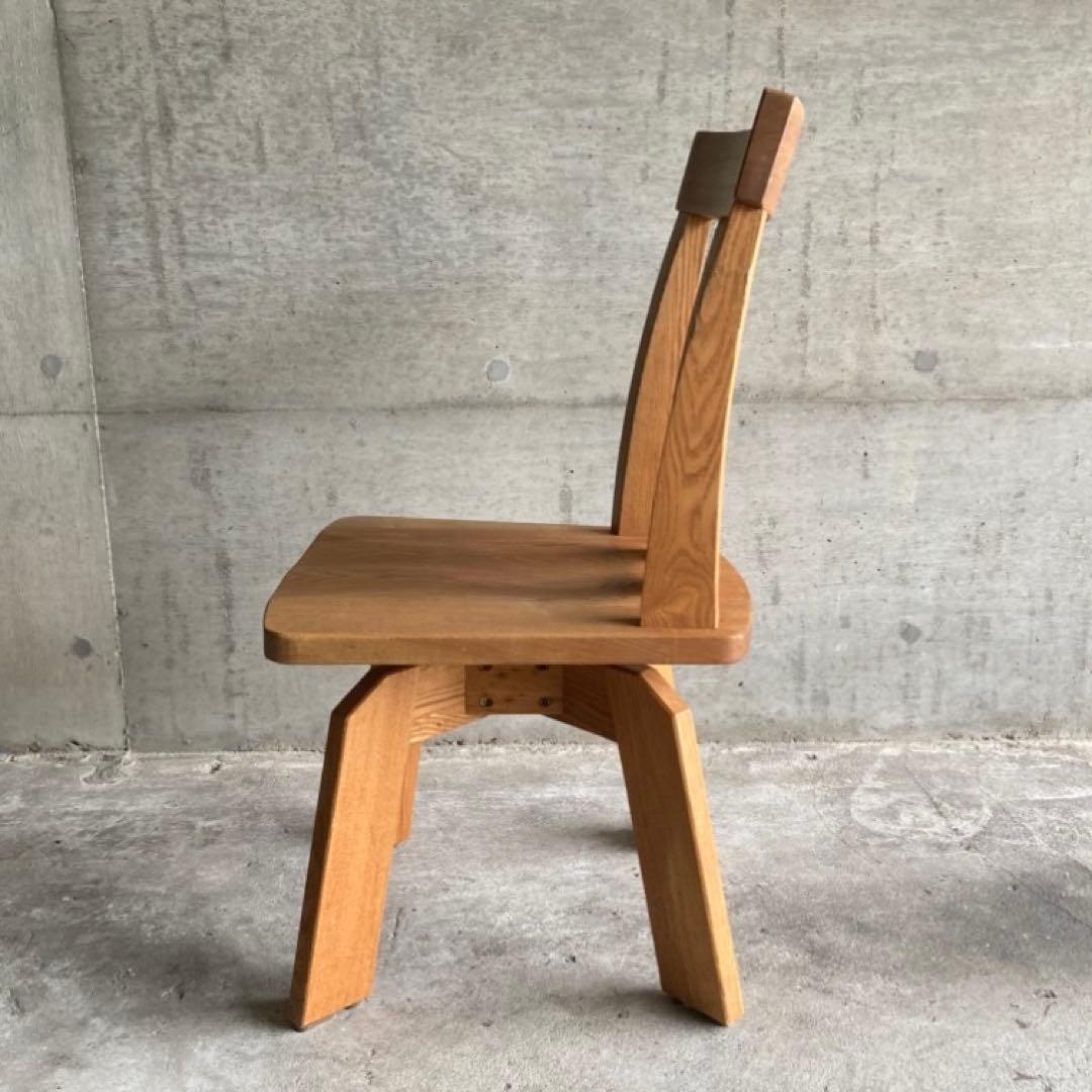 回転椅子 ダイニングチェア リビング 背もたれ 木製 タモ材 家具 レトロ