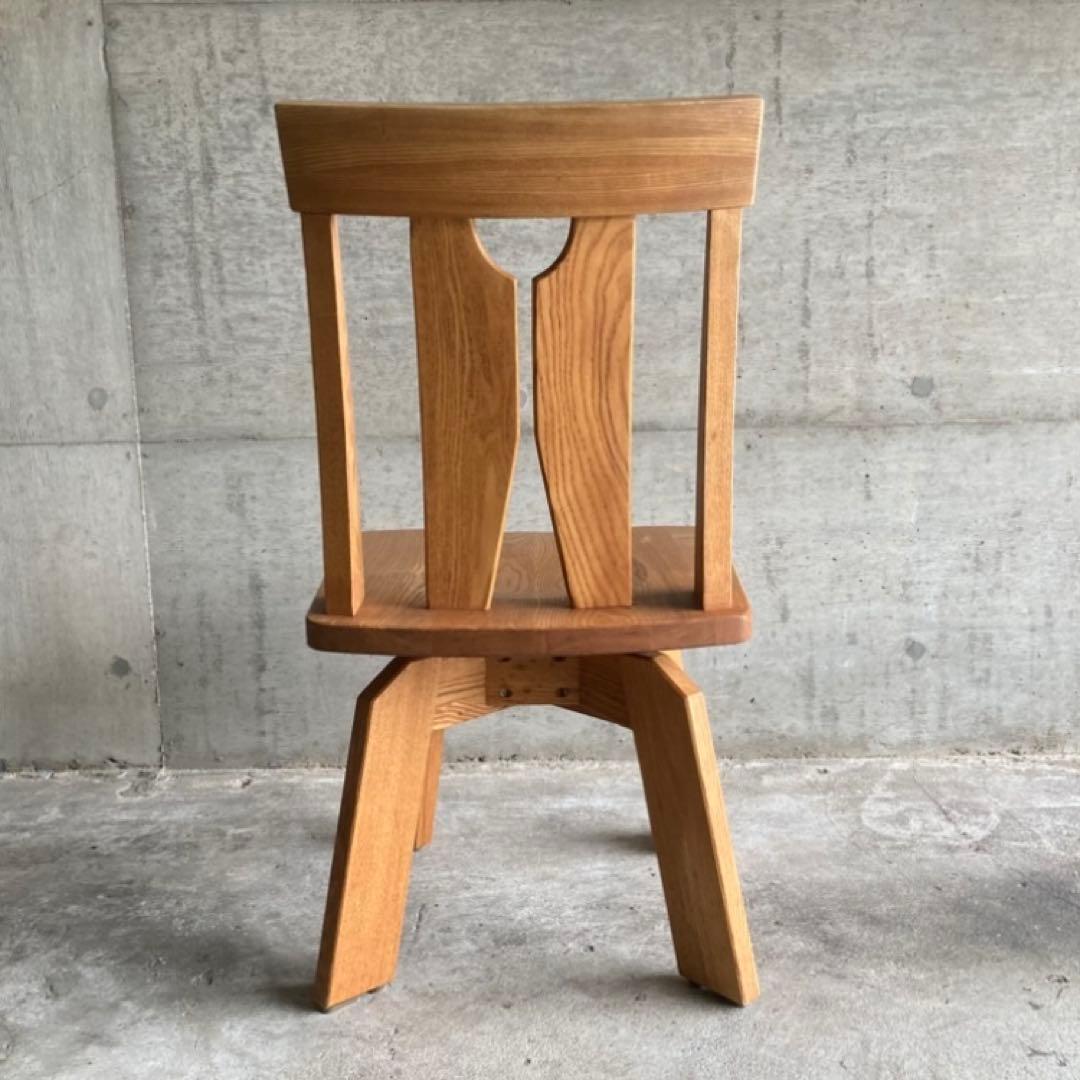 回転椅子 ダイニングチェア リビング 背もたれ 木製 タモ材 家具 レトロ