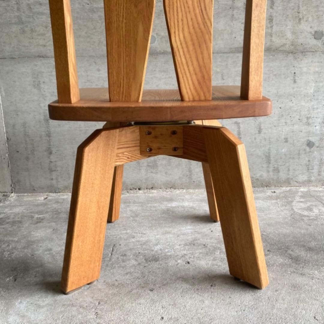 回転椅子 ダイニングチェア リビング 背もたれ 木製 タモ材 家具 レトロ