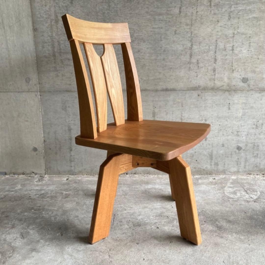 回転椅子 ダイニングチェア リビング 背もたれ 木製 タモ材 家具 レトロ