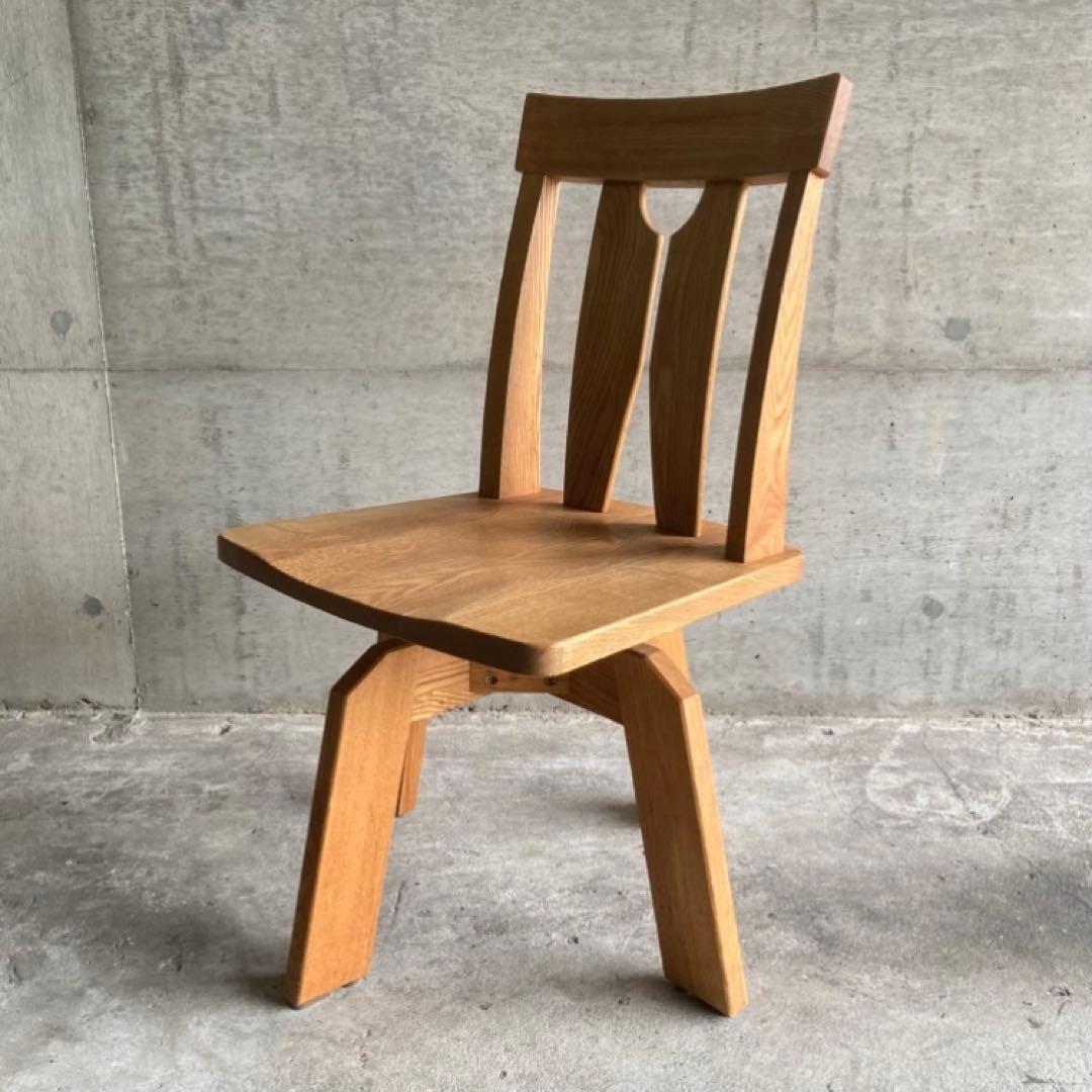 回転椅子 ダイニングチェア リビング 背もたれ 木製 タモ材 家具 レトロ