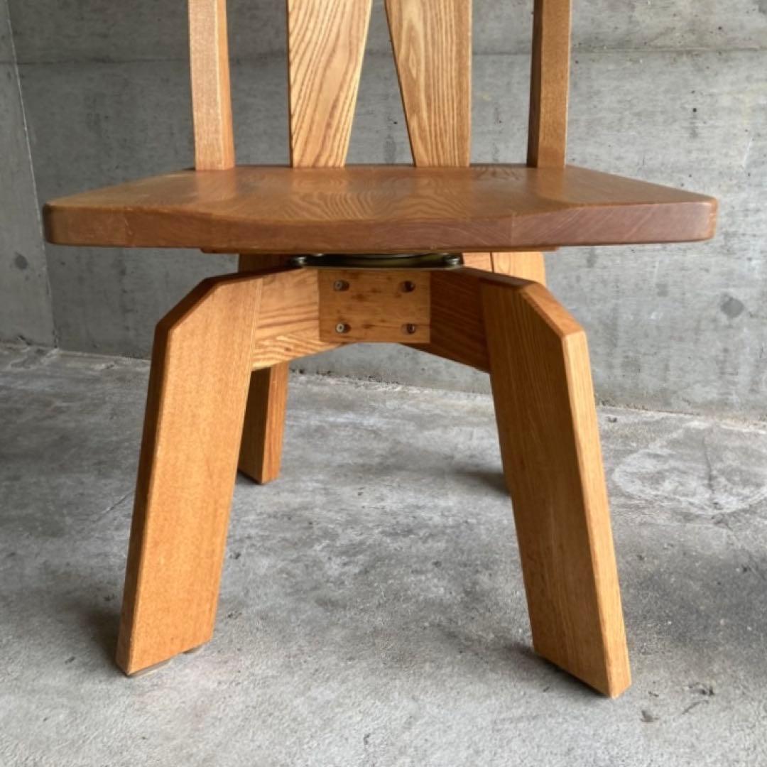 回転椅子 ダイニングチェア リビング 背もたれ 木製 タモ材 家具 レトロ