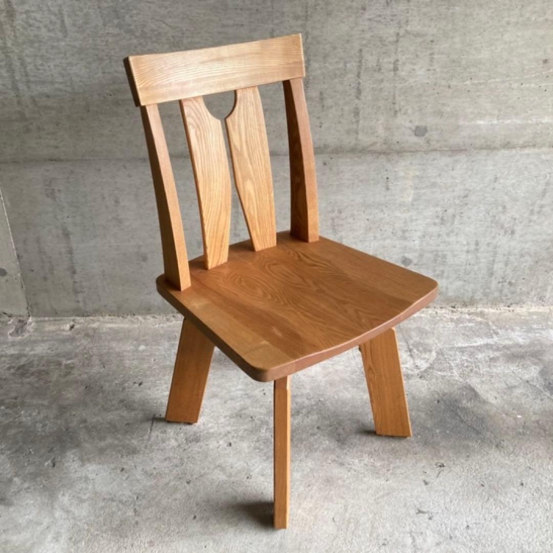 回転椅子 ダイニングチェア リビング 背もたれ 木製 タモ材 家具 レトロ