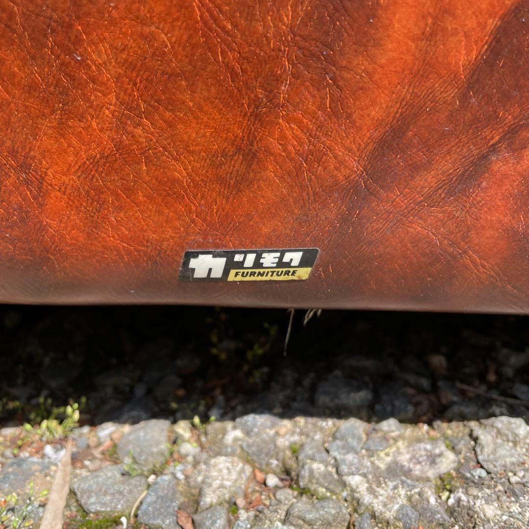 ①オールドカリモク 1人掛け ソファ 1Pソファー マーブル柄 PVC