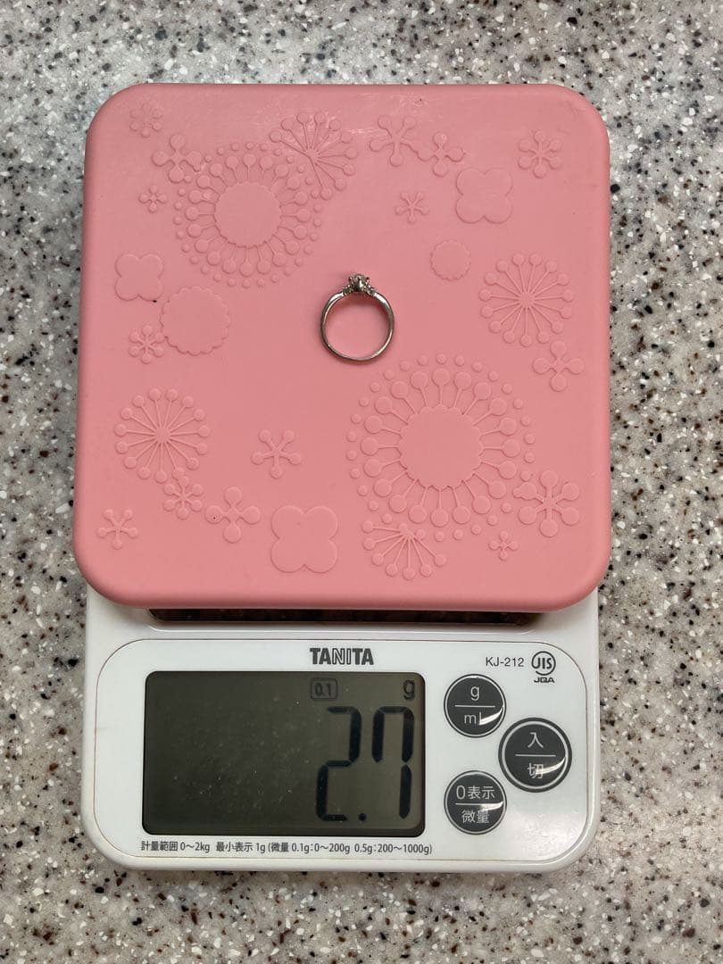 プラチナPt900　ムーンストーン　ダイヤモンド0.02カラット　8号　リング