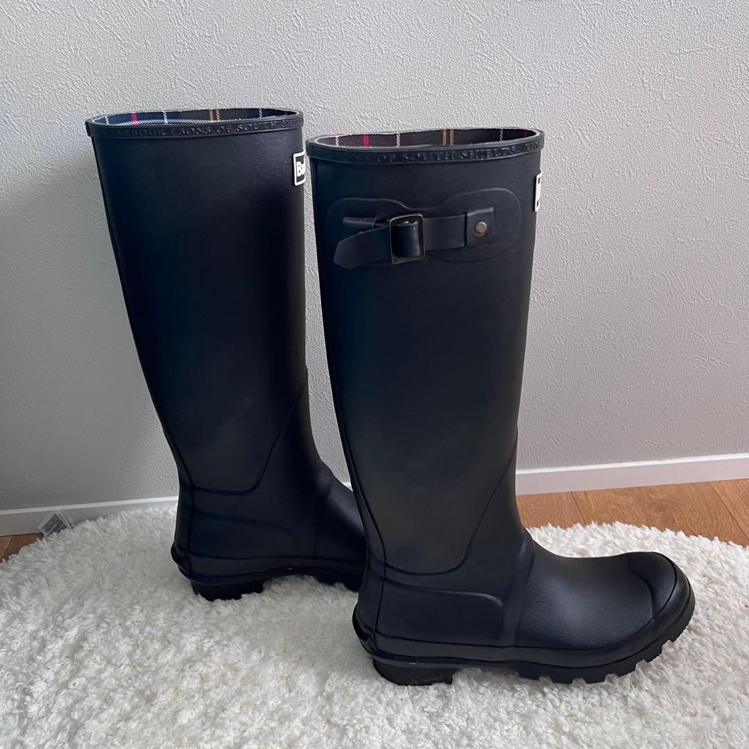 Barbour bebe 長靴 黒 チェック柄 UK6