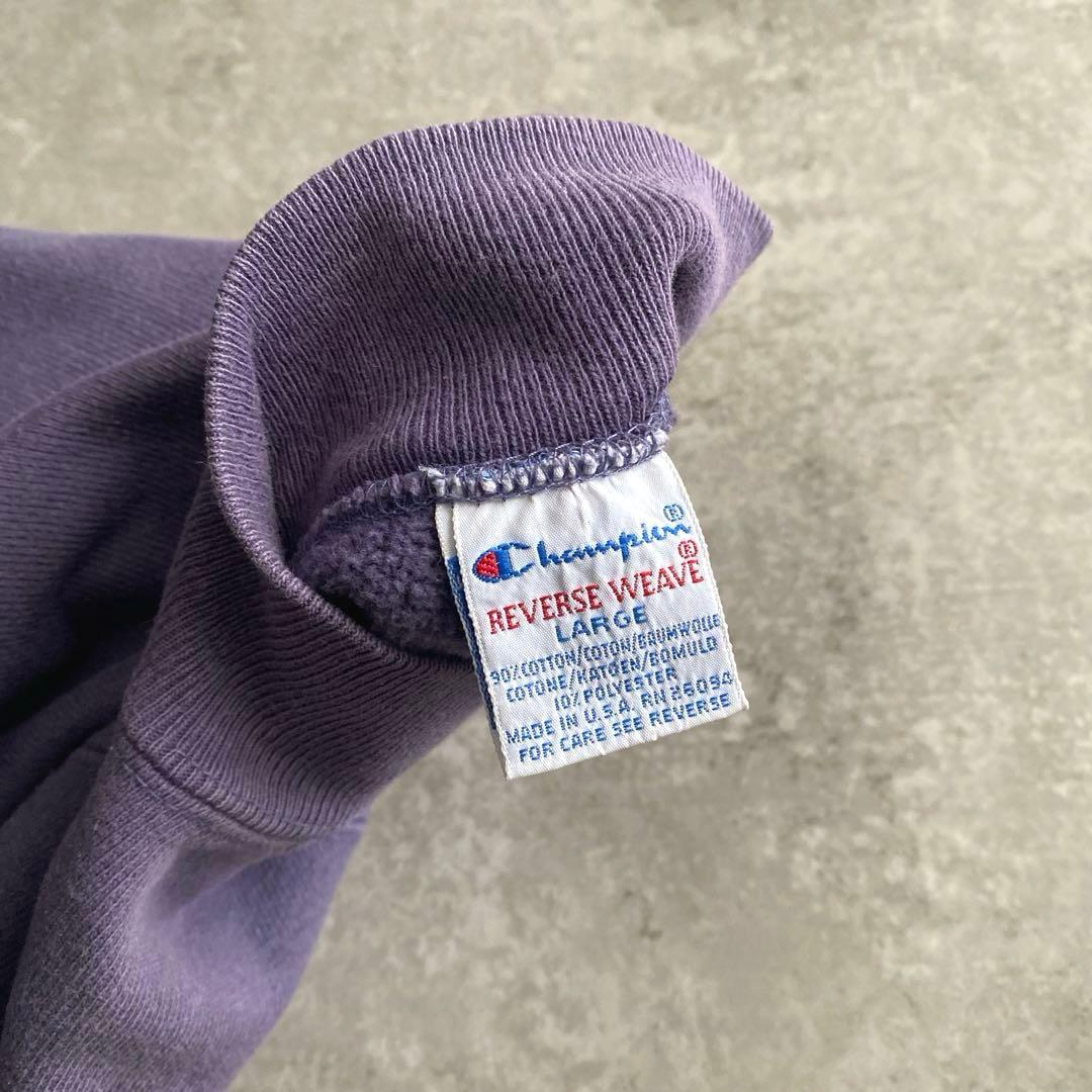 レアカラー90sチャンピオン目付き無地リバースウィーブUSA製モックネックL
