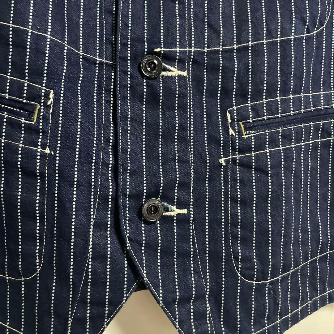 Sugar Cane & Co. 美品　ストライプデニムベスト 42