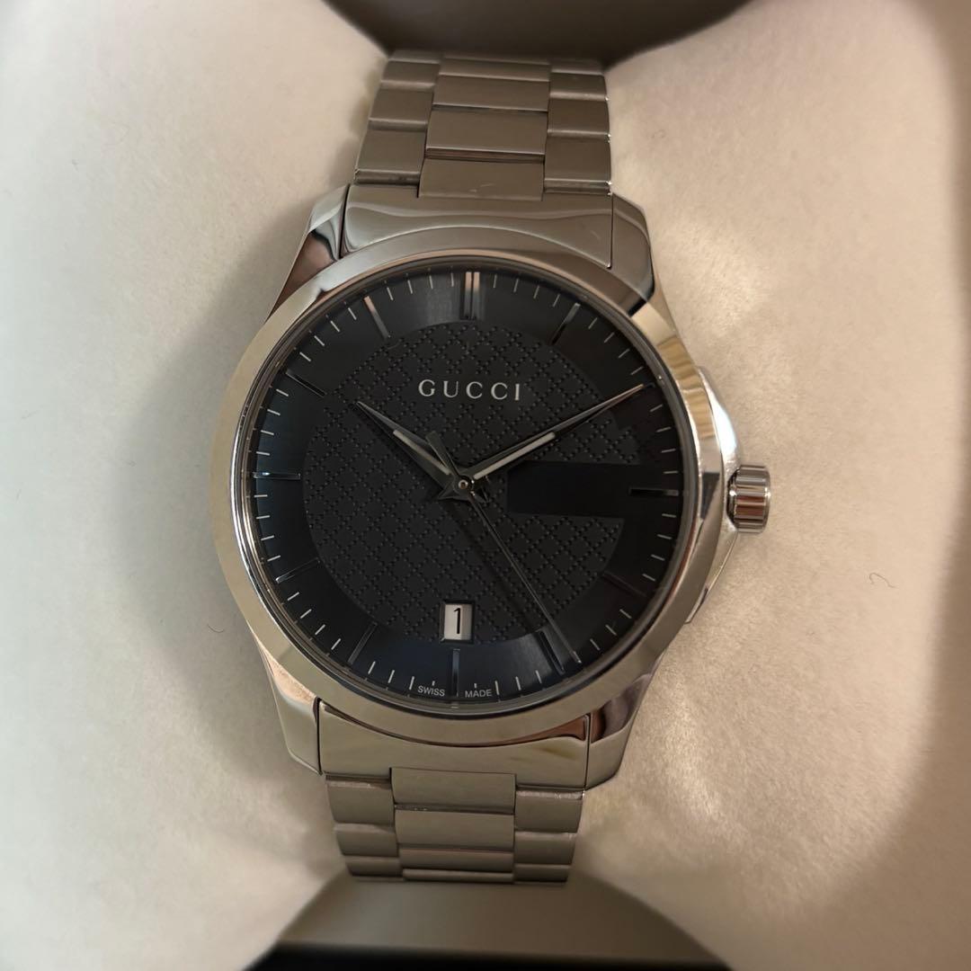 美品箱付 GUCCI Gタイムレス 126.4 デイト クォーツ メンズ 腕時計