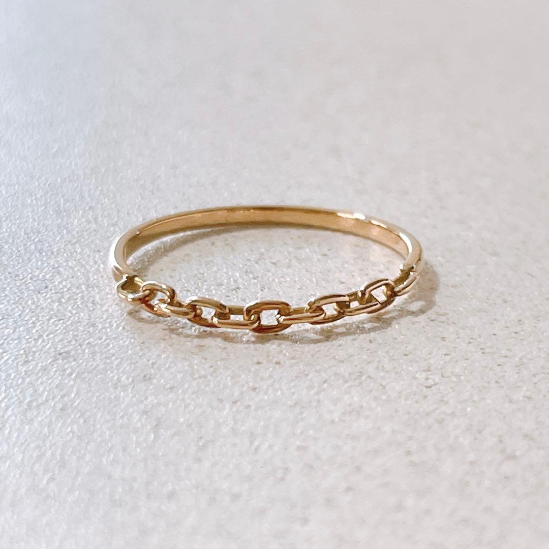 金*犀様 美品 K18 チェーンデザインリング