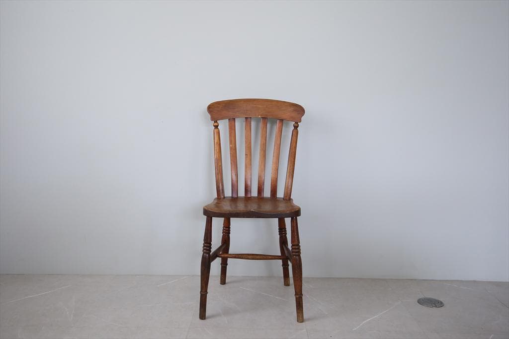 英国アンティーク木製キッチンチェア/ダイニングイス椅子/飾り棚(89-227-1