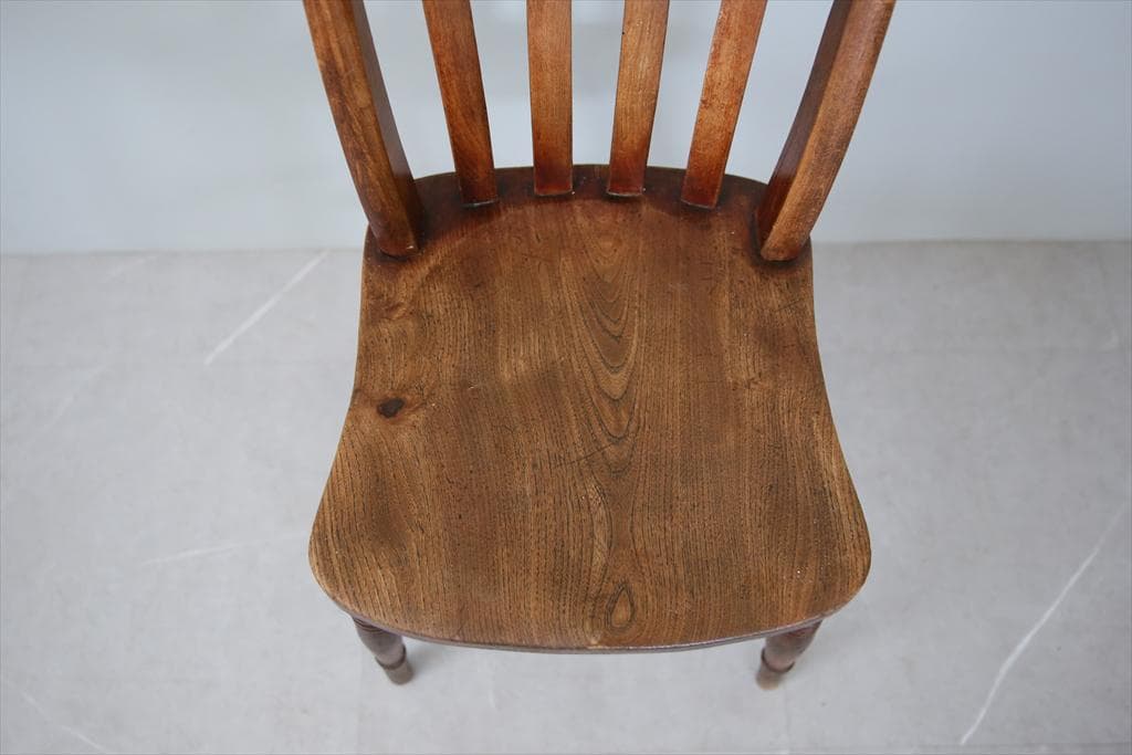 英国アンティーク木製キッチンチェア/ダイニングイス椅子/飾り棚(89-227-1