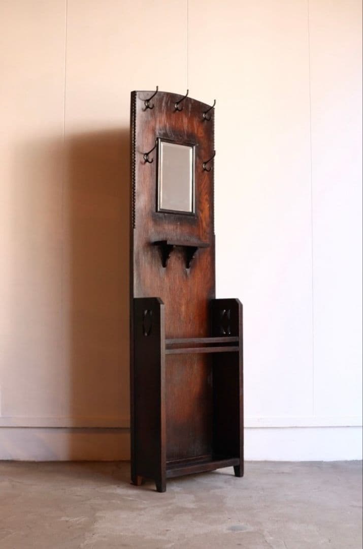 大正ロマン 洋館で使われていたアンティークコートスタンド 希少なコンパクトサイズ