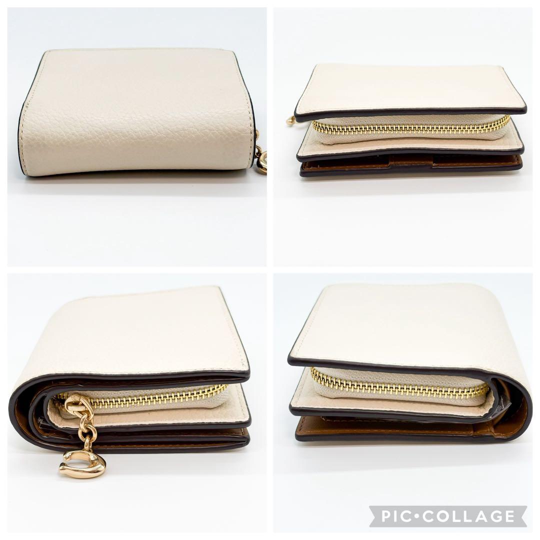 ♡美品♡ COACH コーチ 2つ折り財布 ホワイト系 レザー