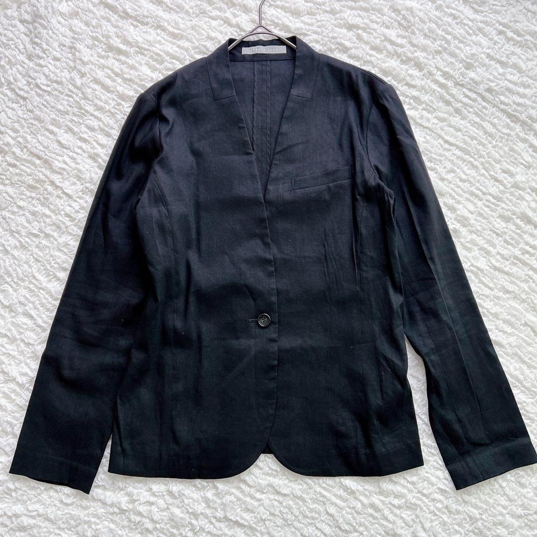 美品♡セオリーリュクス　ノーカラージャケット　ワイドパンツ　スーツ　リネン　黒