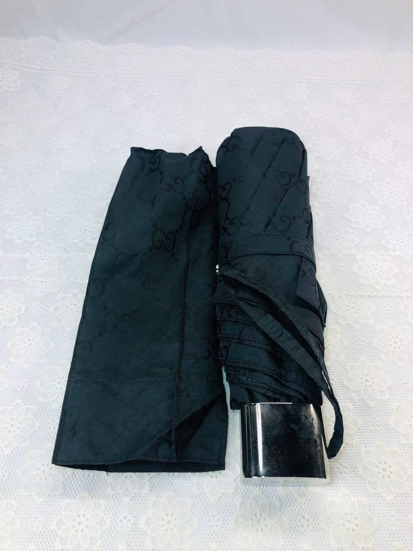 GUCCI/グッチ 折り畳み傘 GG柄 ナイロン 傘 ブラック